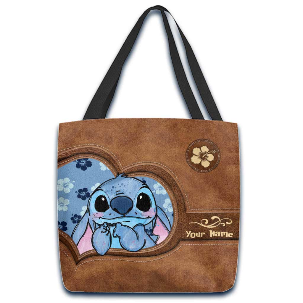 Personalized Tote Bag with Custom Name and Stitch Art for Mom
