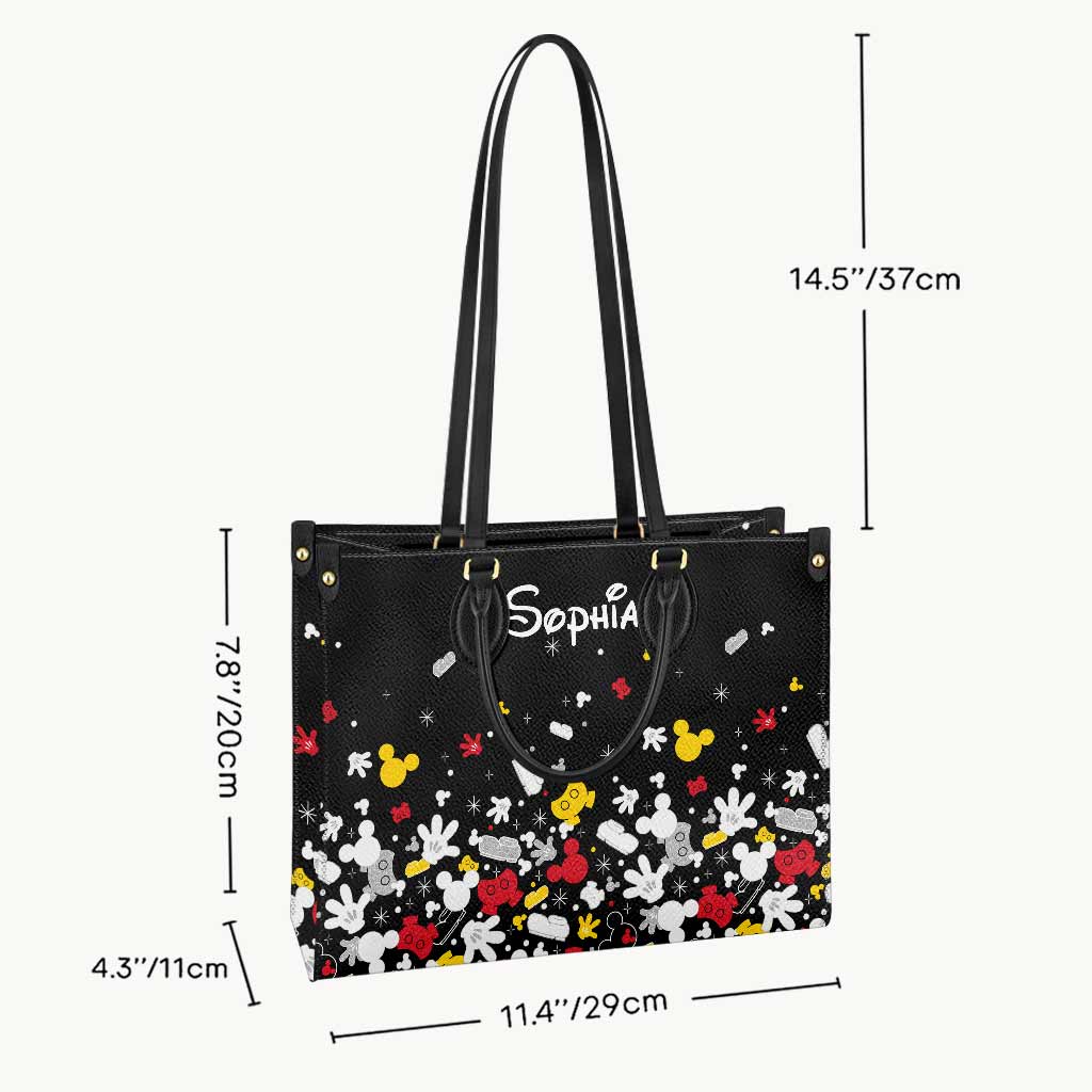 Personalized Leather Handbag with Mouse Design for Women