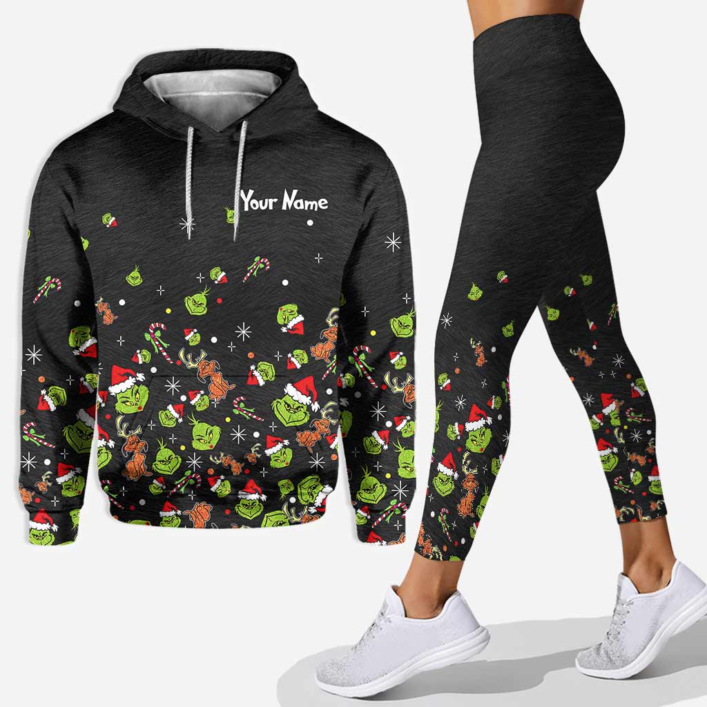 Personalized Grinch Christmas Hoodie & Leggings Set for Kids & Adults