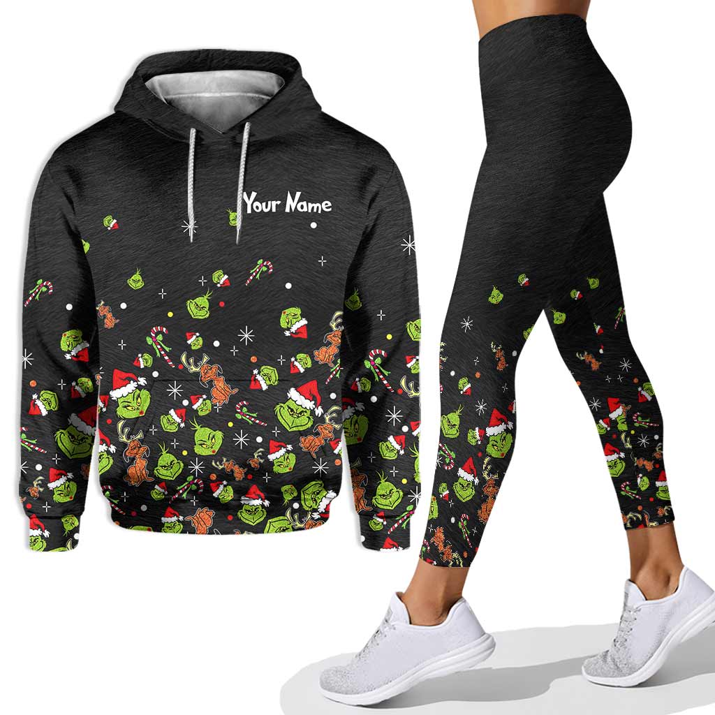 Personalized Grinch Christmas Hoodie & Leggings Set for Kids & Adults