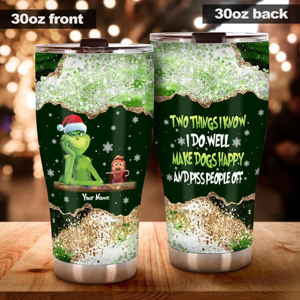 Personalized Grinch Christmas Tumbler Custom Name Gift