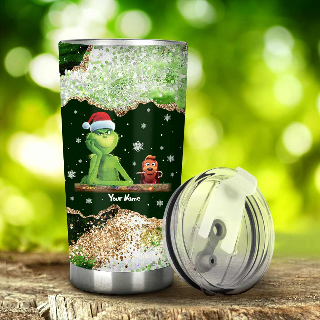Personalized Grinch Christmas Tumbler Custom Name Gift