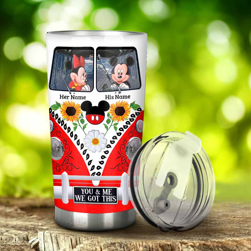 Personalized Couple Tumbler with Custom Names and Mickey Mouse Design