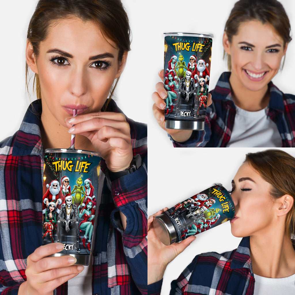 Personalized Christmas Tumbler with Nightmare Design for Mom