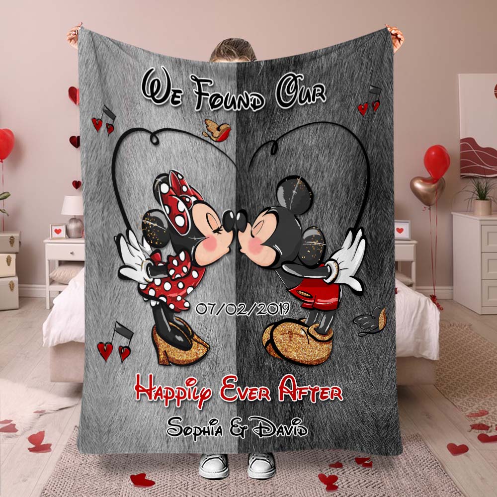 Personalized Mouse Blanket Happily Ever After Gift for Couple