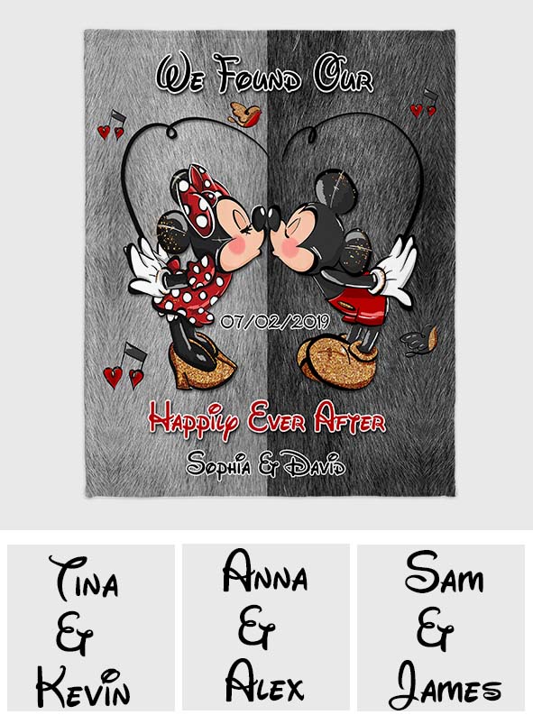 Personalized Mouse Blanket Happily Ever After Gift for Couple