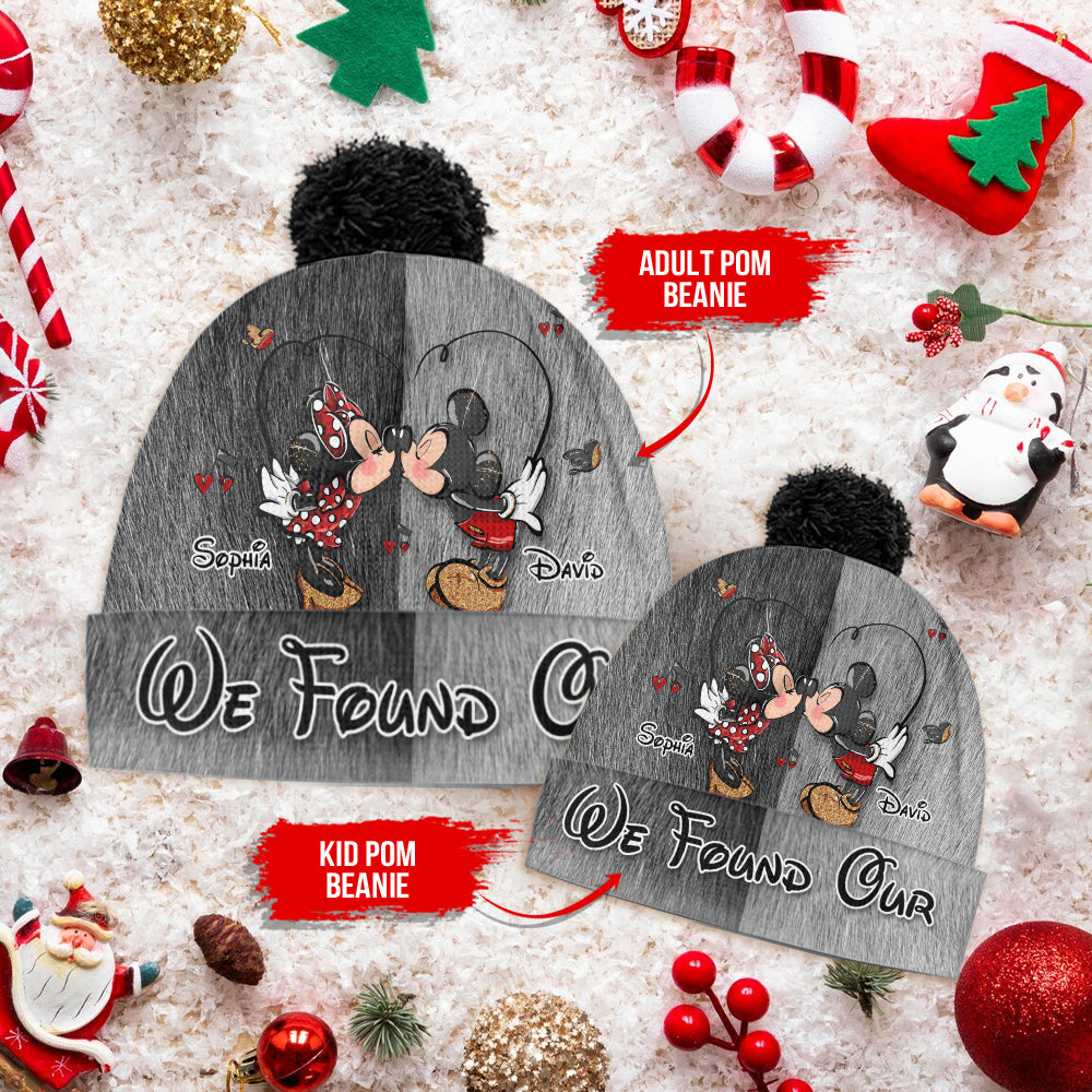 Personalized Mickey & Minnie Mouse Beanie Hat for Couples