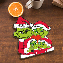 Load image into Gallery viewer, Personalized Grinch Family Shaped Wooden Puzzle Gift
