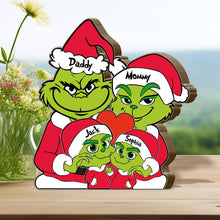 Load image into Gallery viewer, Personalized Grinch Family Shaped Wooden Puzzle Gift
