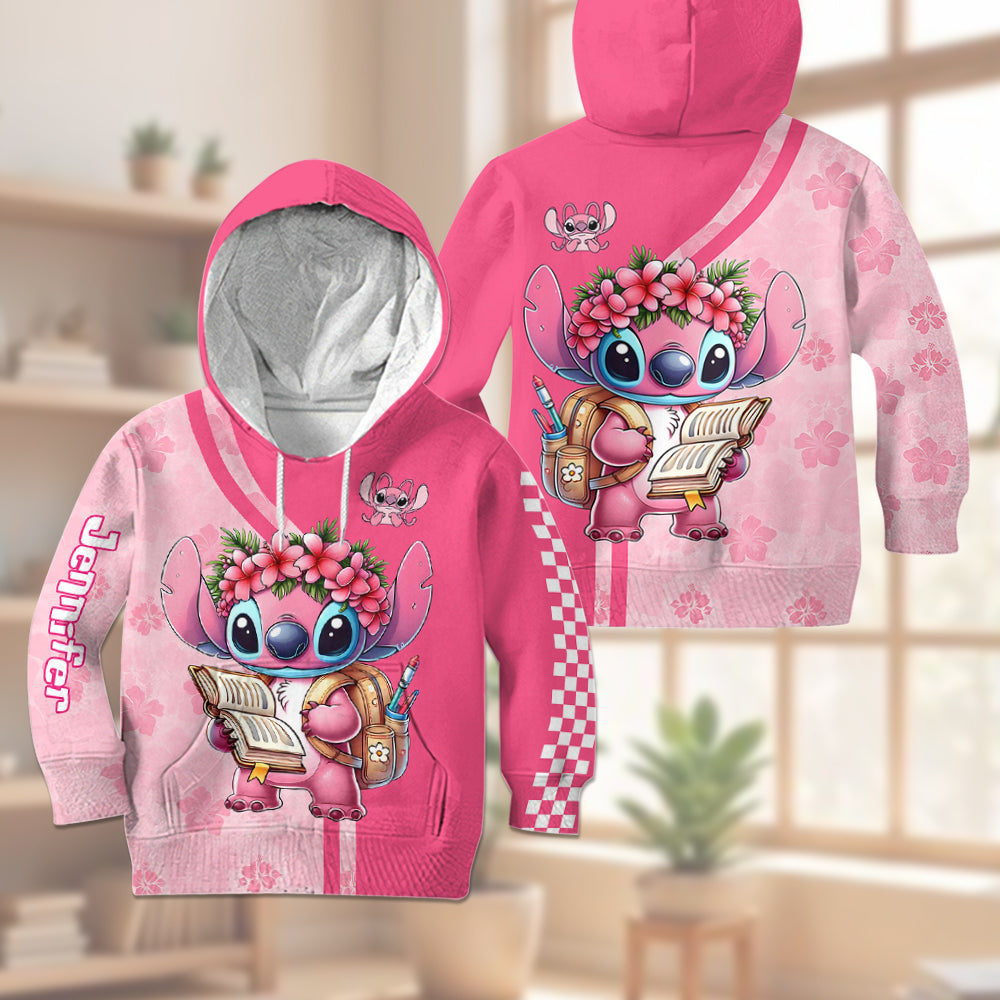 Personalized Kids Hoodie and Jogger Set with Stitch Design