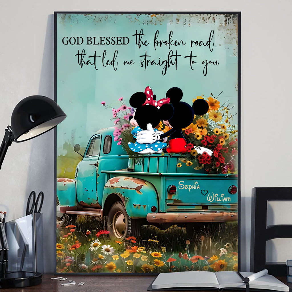 Personalized Canvas Print Blessed Road Custom Name Gift