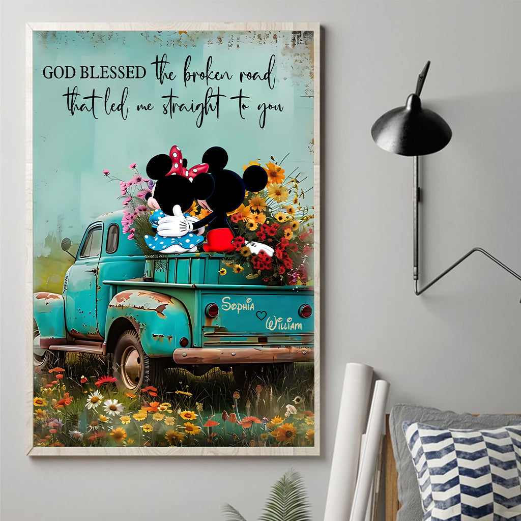 Personalized Canvas Print Blessed Road Custom Name Gift