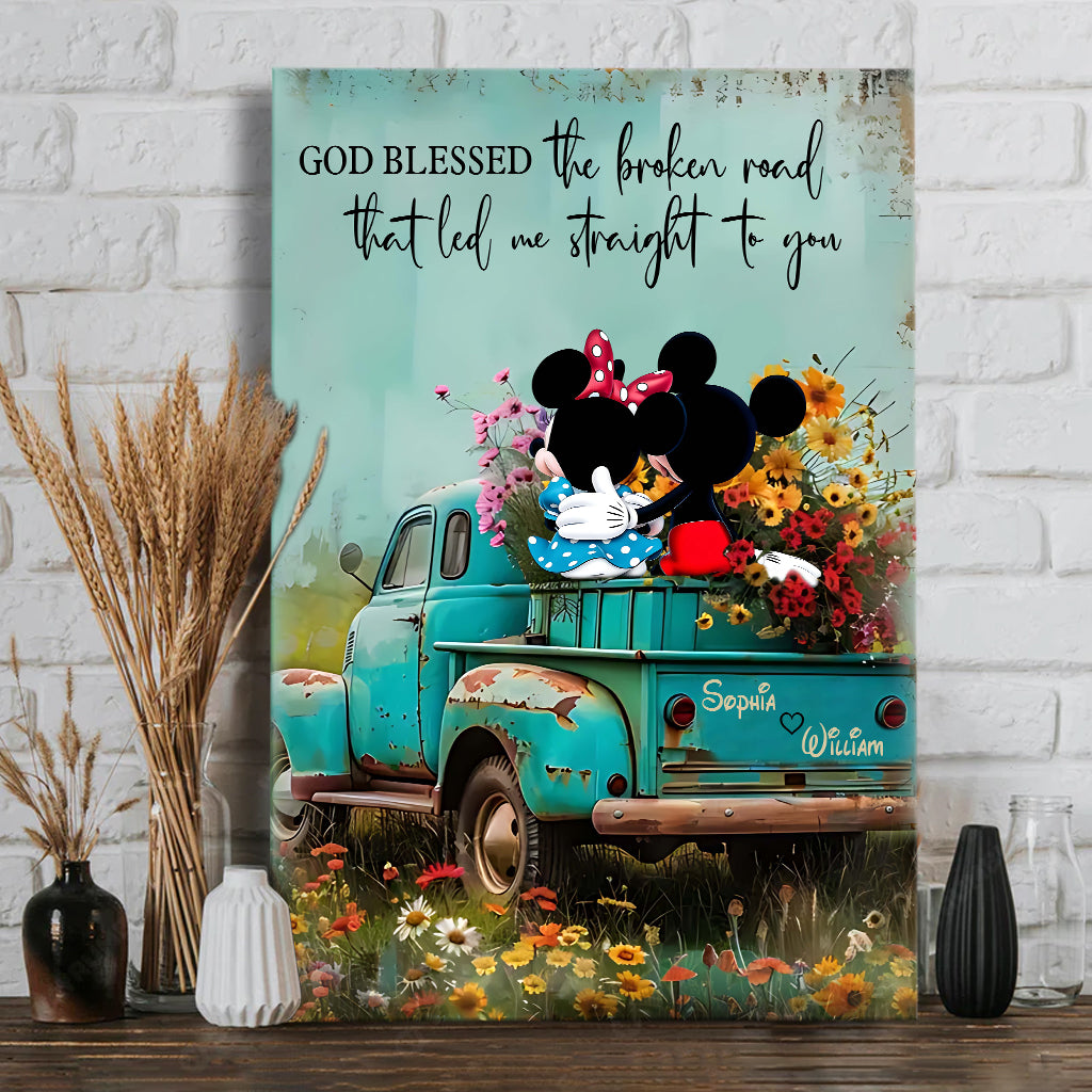Personalized Canvas Print Blessed Road Custom Name Gift