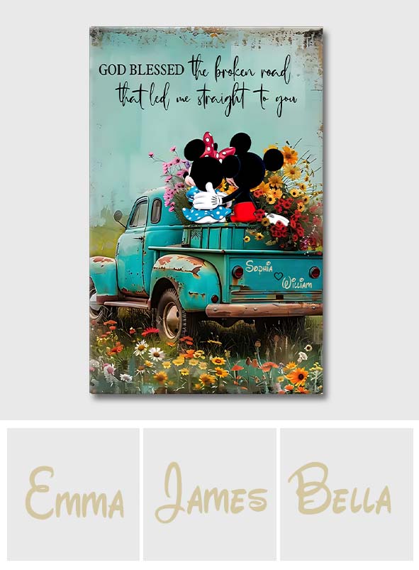 Personalized Canvas Print Blessed Road Custom Name Gift