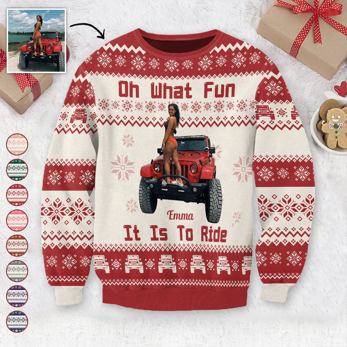 Personalized Ugly Christmas Sweater Fun Ride Gift for Family
