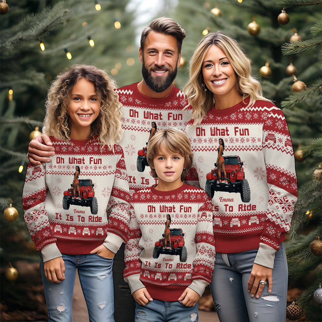 Personalized Ugly Christmas Sweater Fun Ride Gift for Family