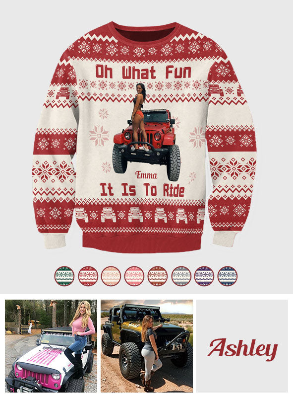 Personalized Ugly Christmas Sweater Fun Ride Gift for Family