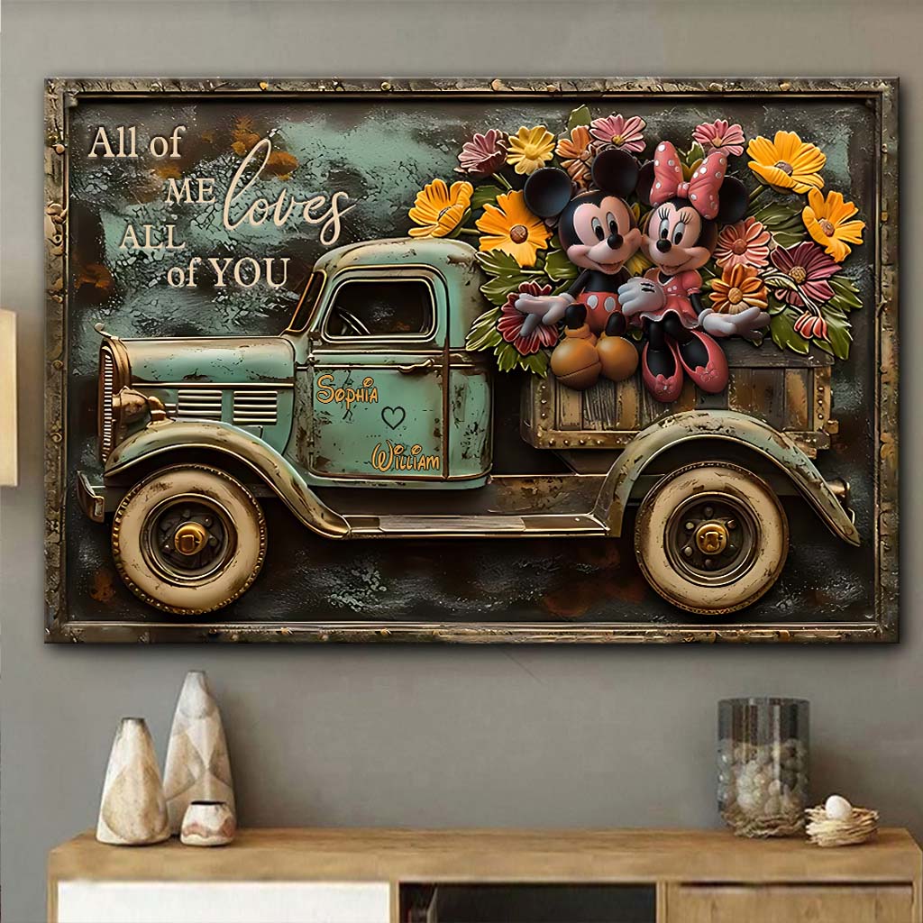 Personalized Mickey Mouse Canvas Print Custom Name Gift for Couples