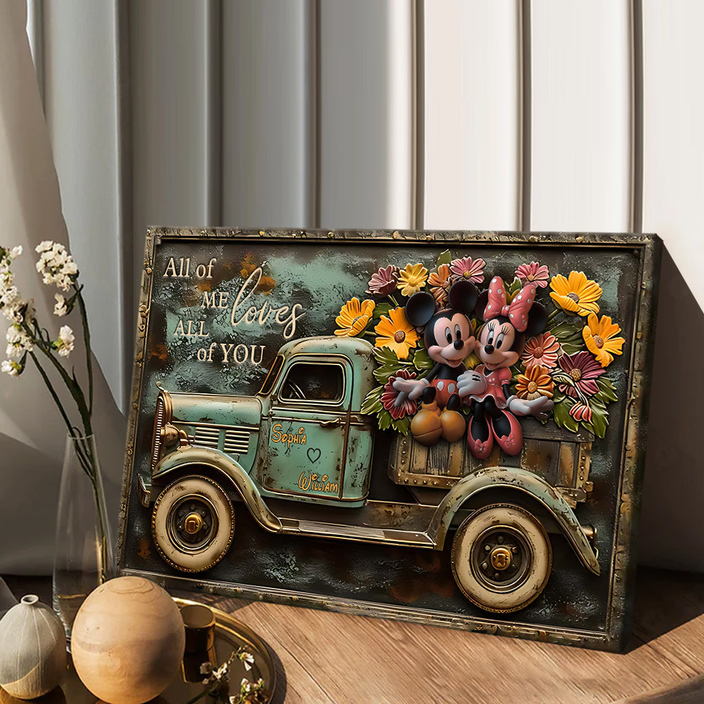 Personalized Mickey Mouse Canvas Print Custom Name Gift for Couples