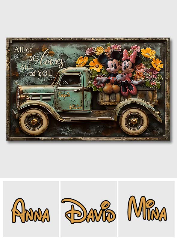 Personalized Mickey Mouse Canvas Print Custom Name Gift for Couples