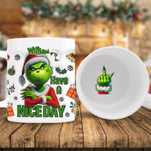 Load image into Gallery viewer, Personalized Christmas Hidden Message Mug with Grinch Design
