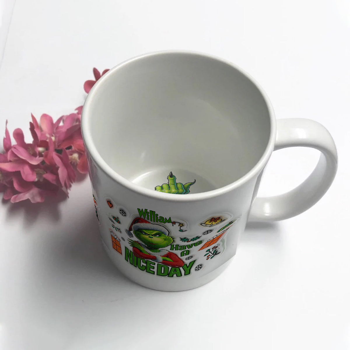 Personalized Christmas Hidden Message Mug with Grinch Design