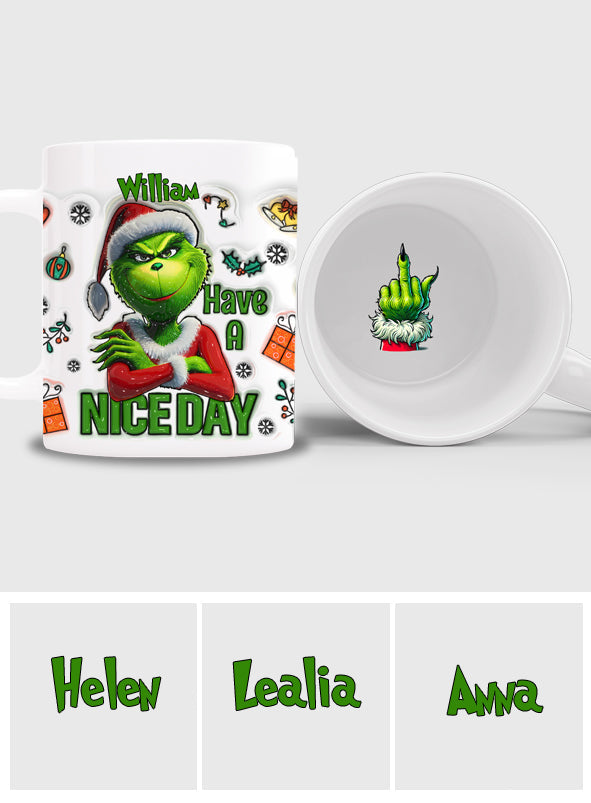 Personalized Christmas Hidden Message Mug with Grinch Design