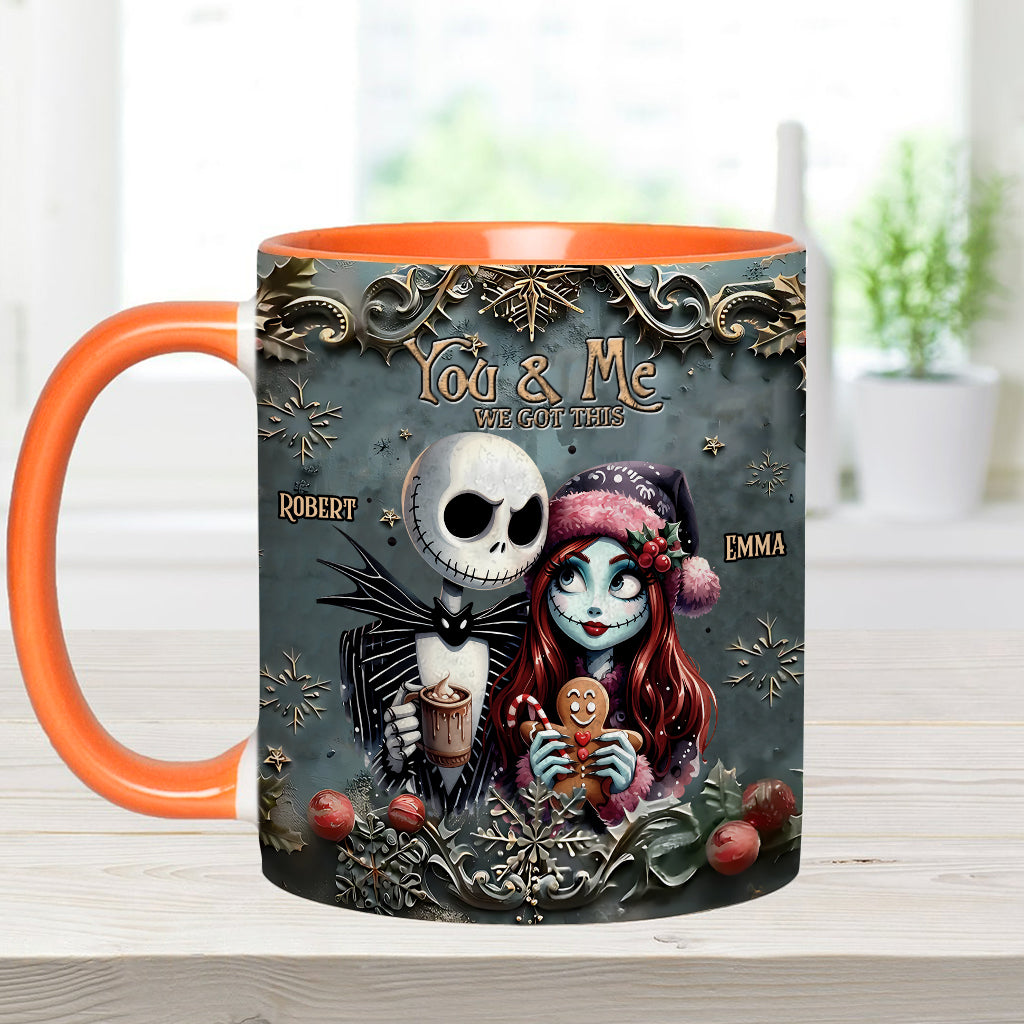 Personalized Nightmare Couple Accent Mug Custom Names Christmas Halloween Gift