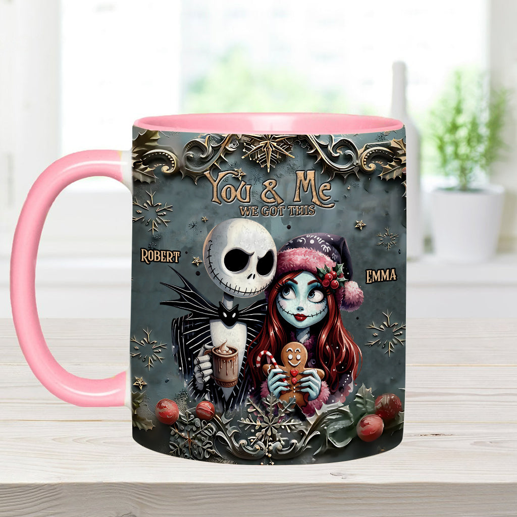 Personalized Nightmare Couple Accent Mug Custom Names Christmas Halloween Gift