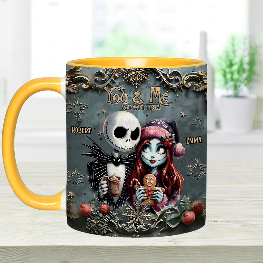 Personalized Nightmare Couple Accent Mug Custom Names Christmas Halloween Gift
