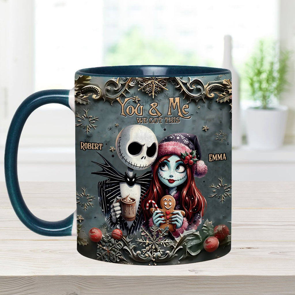 Personalized Nightmare Couple Accent Mug Custom Names Christmas Halloween Gift