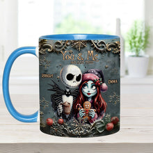 Load image into Gallery viewer, Personalized Nightmare Couple Accent Mug Custom Names Christmas Halloween Gift
