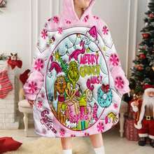 Load image into Gallery viewer, Personalized Merry Grinchmas Blanket Hoodie for Kids - Custom Name Christmas Gift
