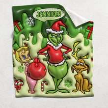 Load image into Gallery viewer, Personalized Grinch Christmas Blanket Custom Name Gift
