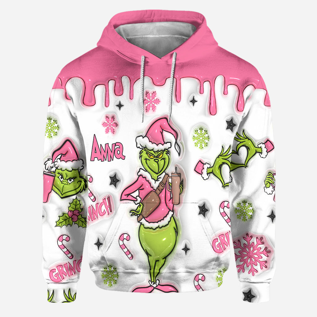 Personalized Christmas Grinch Hoodie and Leggings Set Gift