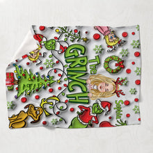 Load image into Gallery viewer, Personalized Grinch Blanket Custom Name Gift for Christmas
