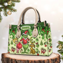 Load image into Gallery viewer, Personalized Grinchmas Leather Handbag Unique Gift for Mom
