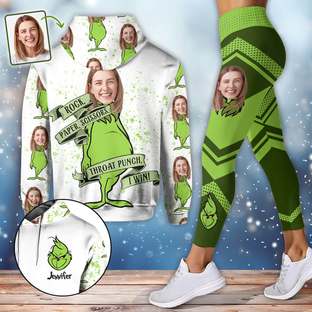 Personalized Grinch Hoodie & Leggings Set Custom Name Gift for Christmas