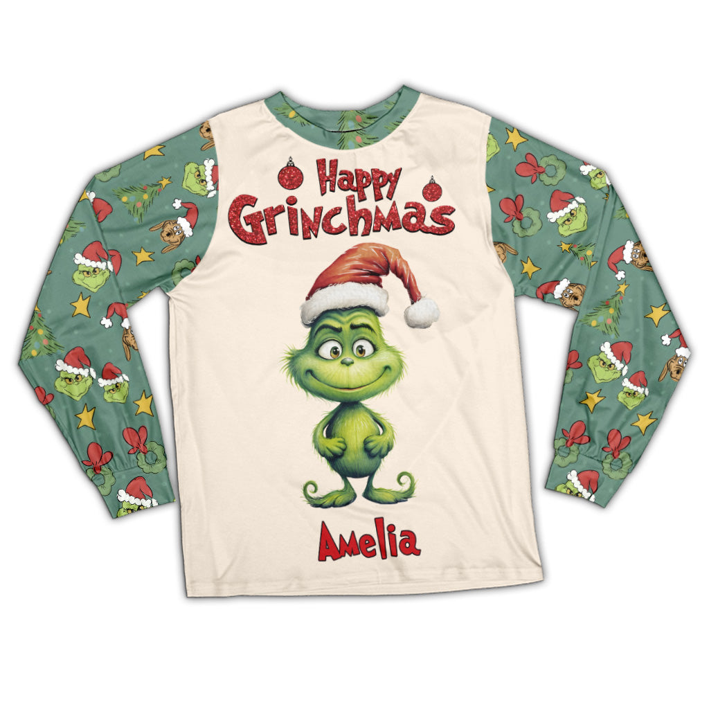 Personalized Grinch Christmas Pajama Set for Family | Custom Names