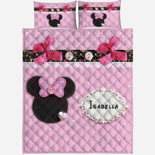 Load image into Gallery viewer, Personalized Pink Minnie Mouse Quilt Set with Pillow Covers for Kids
