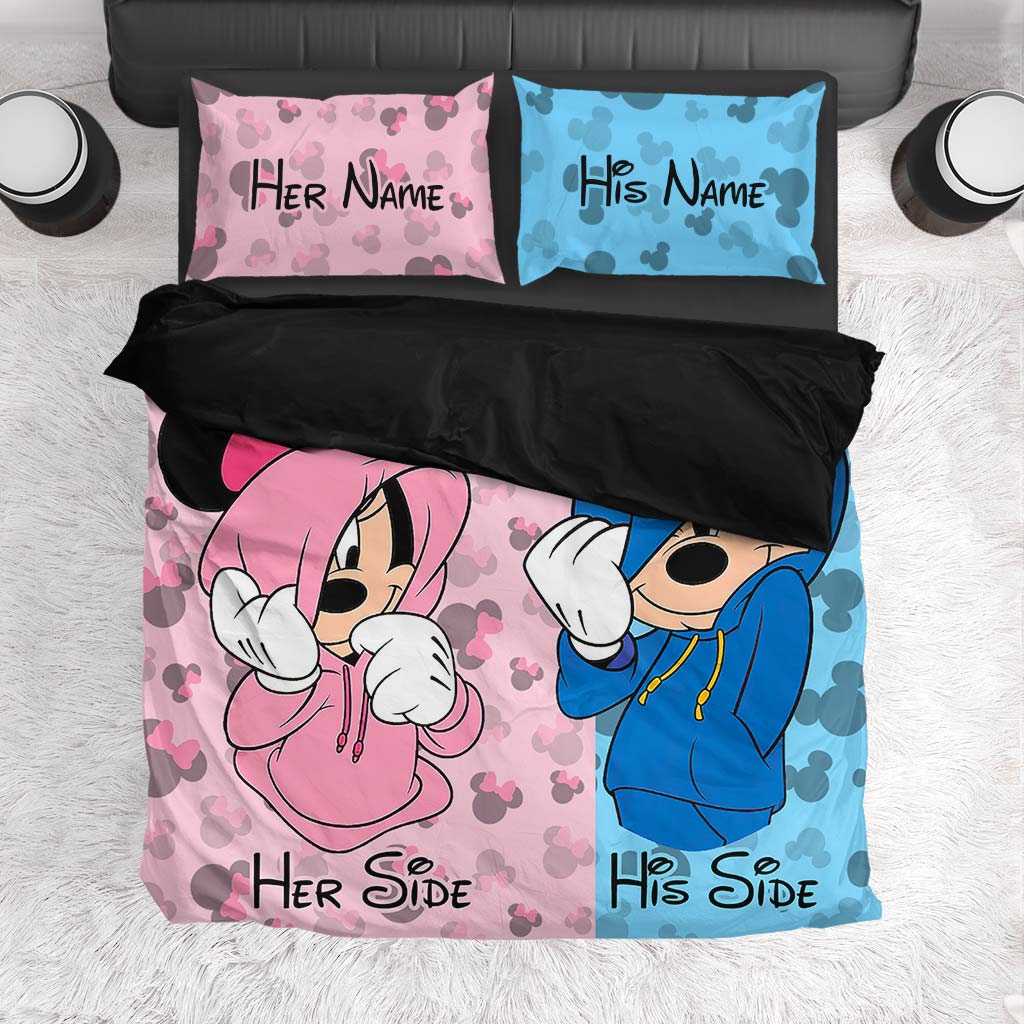 Personalized Mouse Bedding Set with Custom Names for Couples