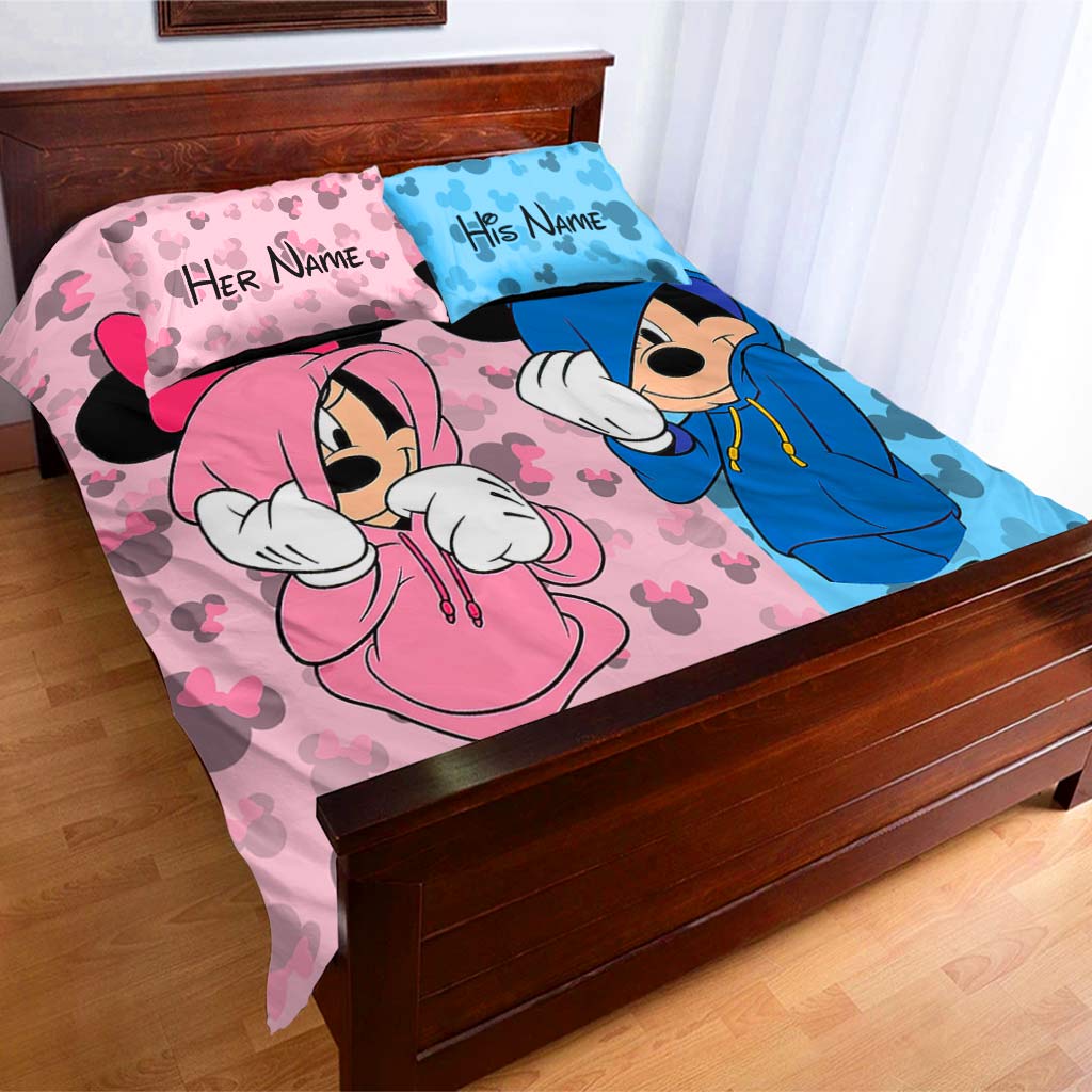 Personalized Mouse Bedding Set with Custom Names for Couples