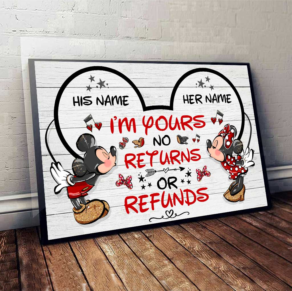 Personalized Mickey Mouse Canvas Print Unique Couple Gift