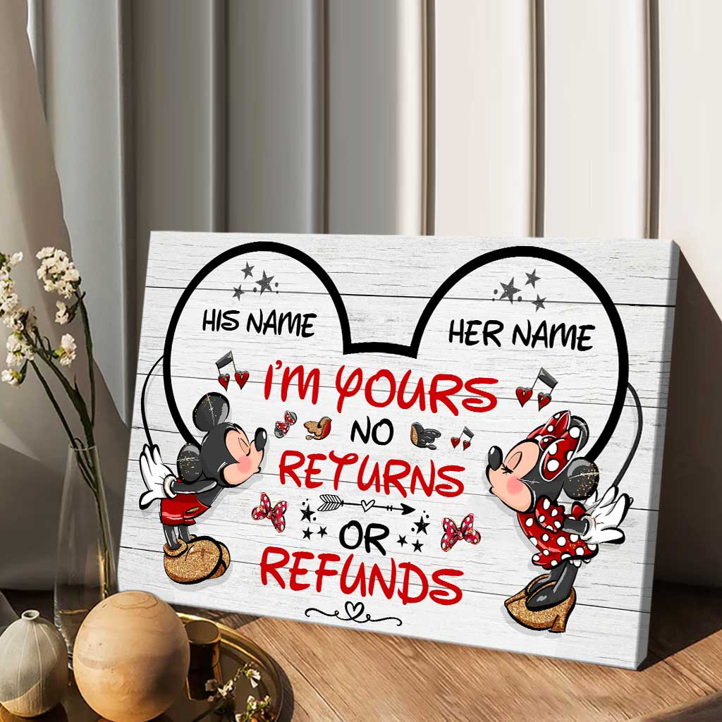 Personalized Mickey Mouse Canvas Print Unique Couple Gift