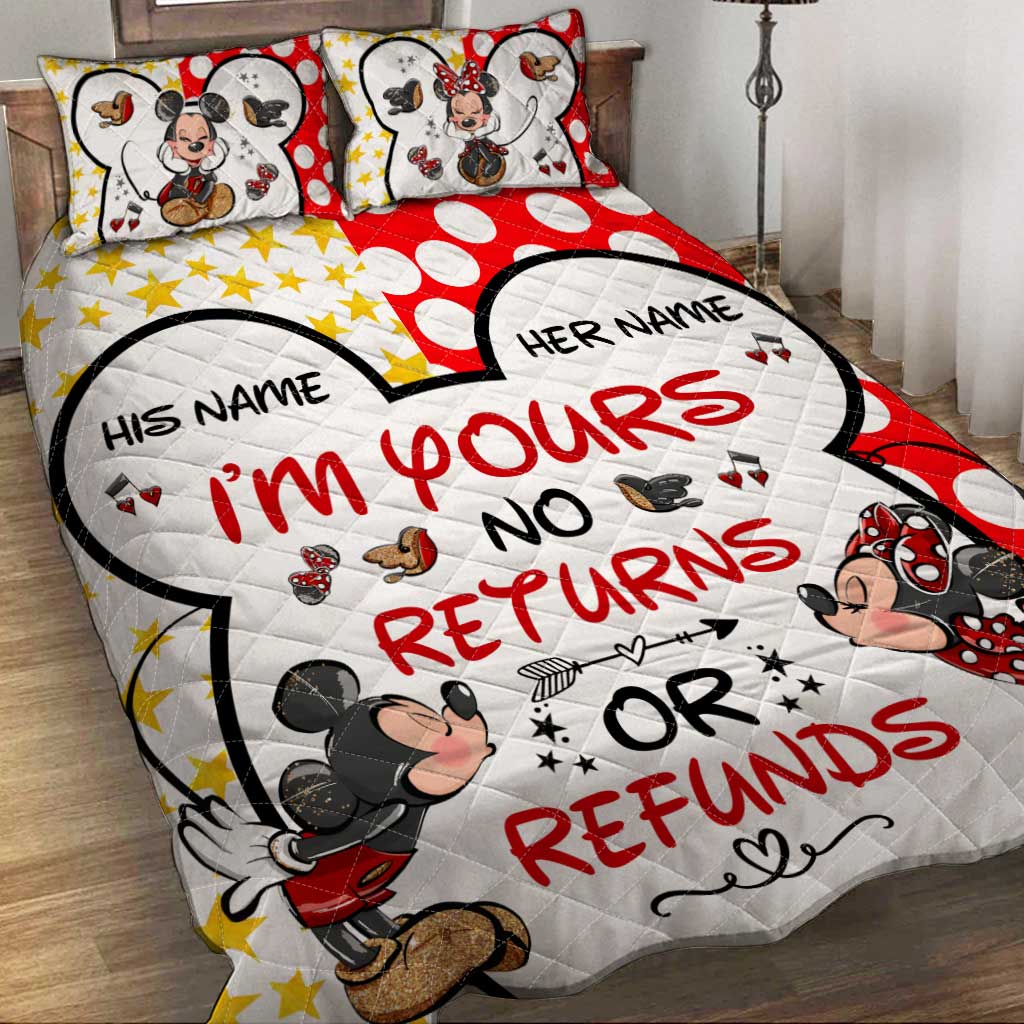 Personalized Mickey Mouse Quilt Set Custom Names Couple Gift