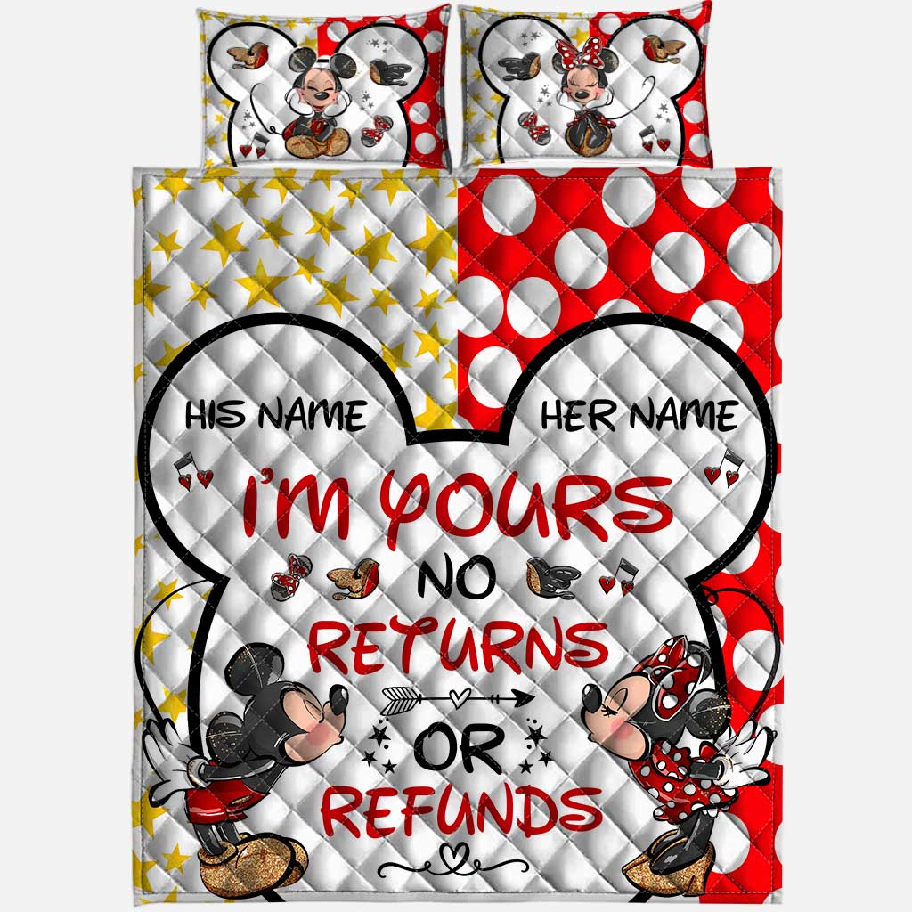 Personalized Mickey Mouse Quilt Set Custom Names Couple Gift
