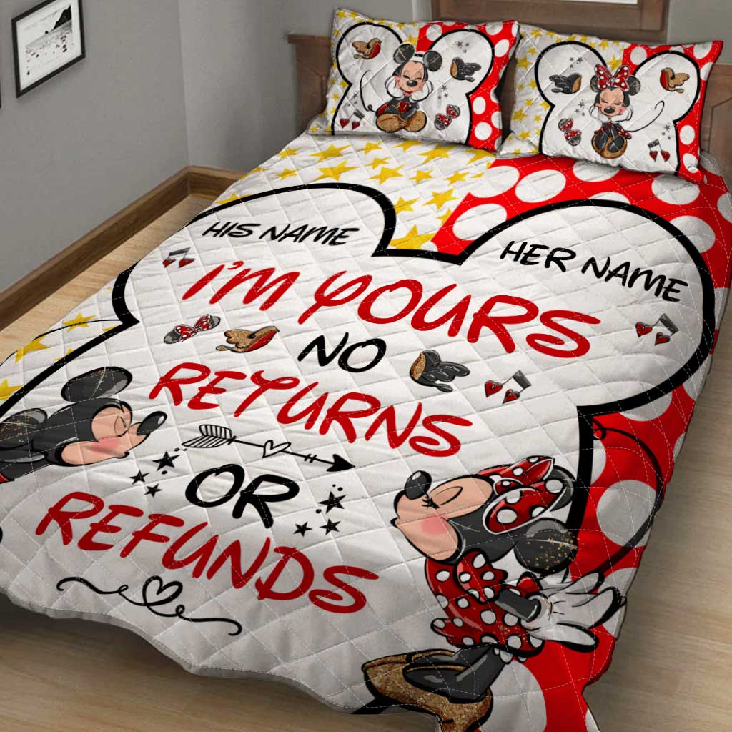 Personalized Mickey Mouse Quilt Set Custom Names Couple Gift