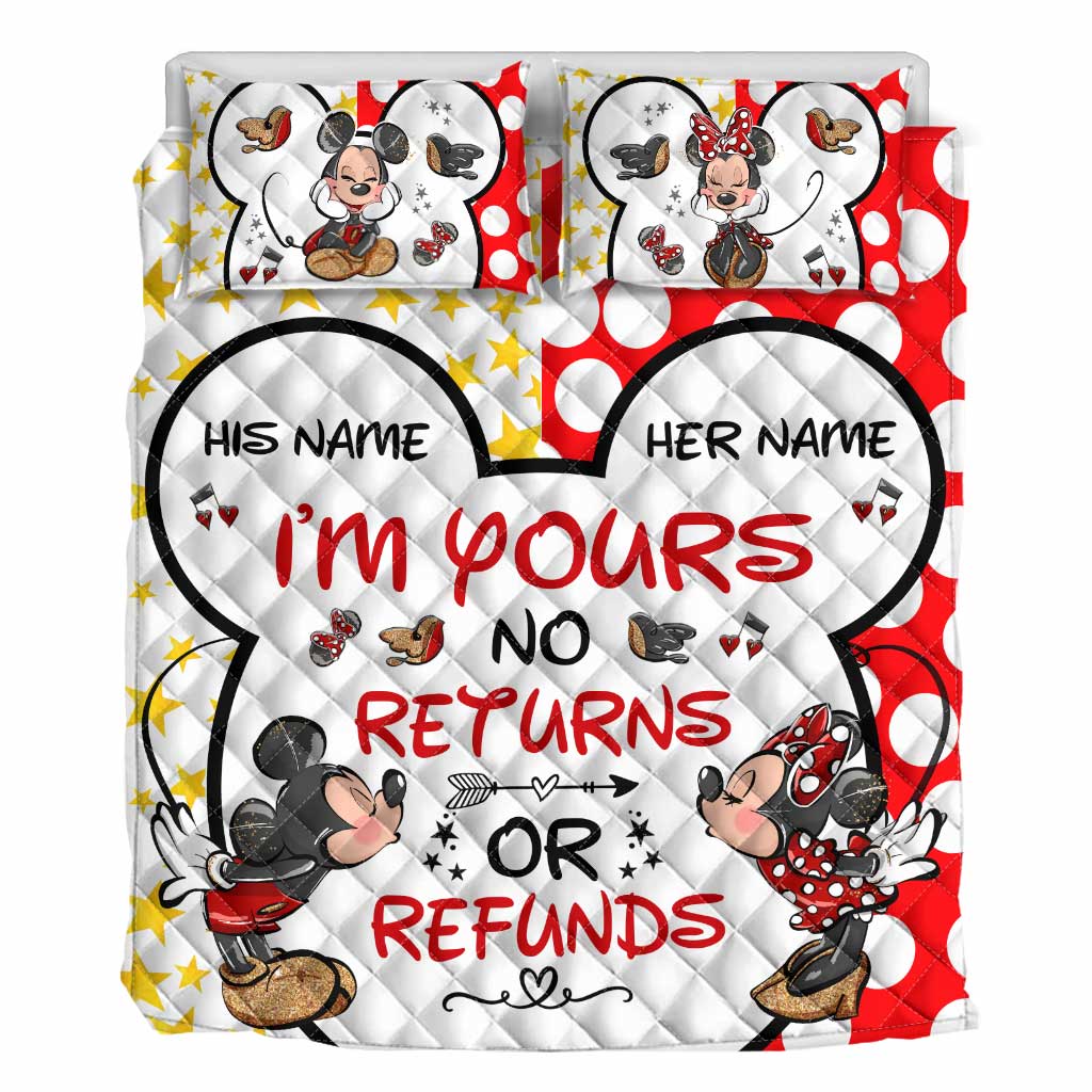 Personalized Mickey Mouse Quilt Set Custom Names Couple Gift