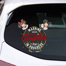 Load image into Gallery viewer, Personalized Disney Couples Trip Warning Decal for Car
