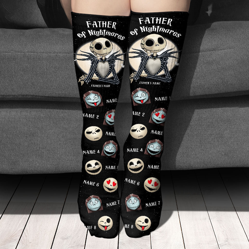 Personalized Nightmare Socks for Dad Custom Names Father's Day Gift